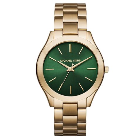 gold michael kors watch with green face|Michael Kors green.